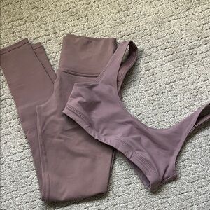 ALO Yoga Mauve Leggings and Sports Bra Set